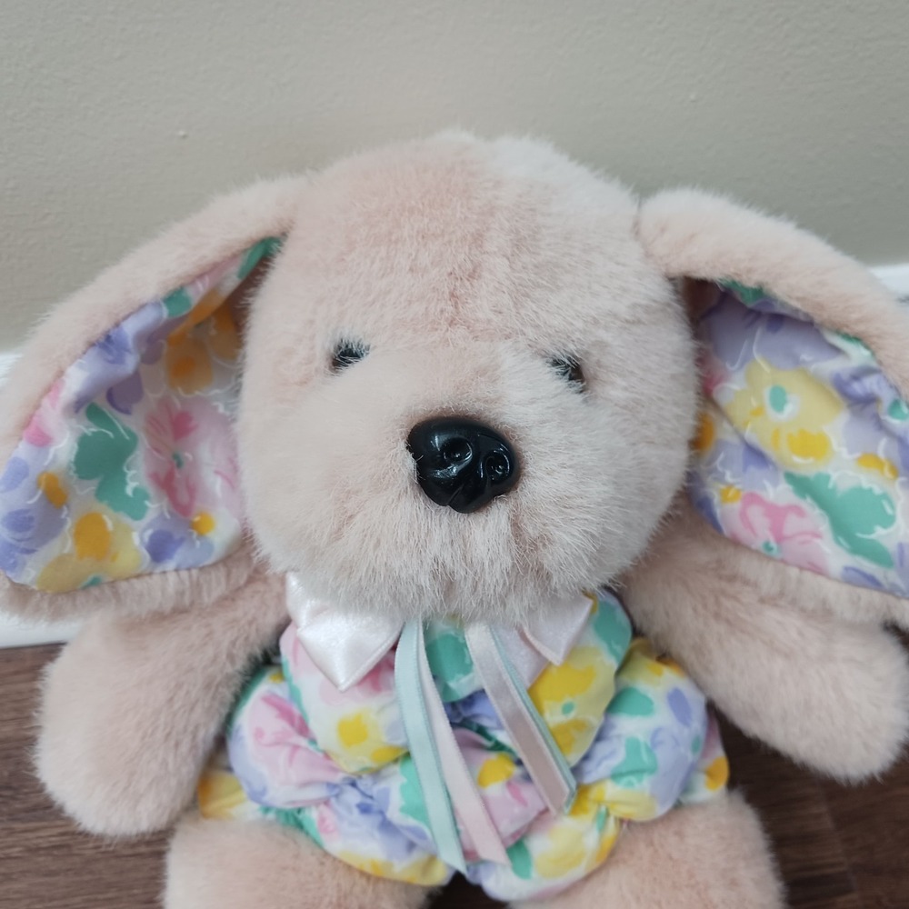 12" Goffa Beige Puppy Dog Plush Stuffed Animal‎ Pastel Floral Bow